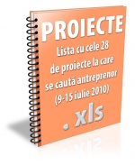 Lista cu 28 de proiecte la care se cauta antreprenor (9-15 iulie 2010)