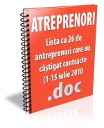 Lista cu 26 de antreprenori care au castigat contracte (1-15 iulie 2010)