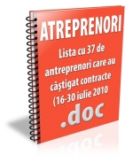Lista cu 37 de antreprenori care au castigat contracte (16-30 iulie 2010)