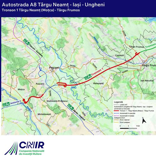 Licitație de 14 milioane euro pentru supervizarea A8 Lot 1 Târgu Neamț - Târgu Frumos