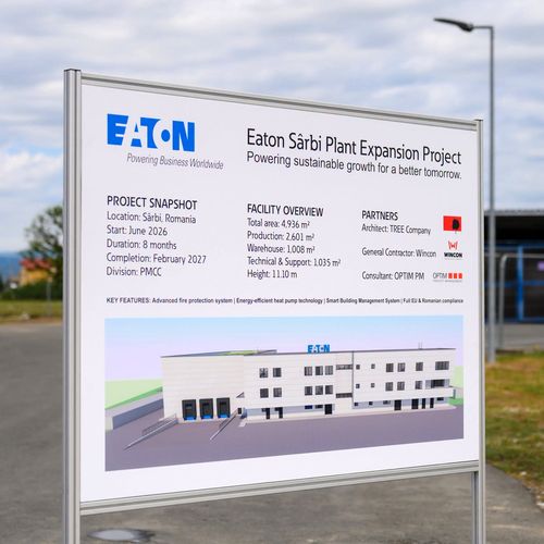 Extindere Eaton Sârbi: WINCON și Optim PM construiesc o hală de producție de 5.000 mp